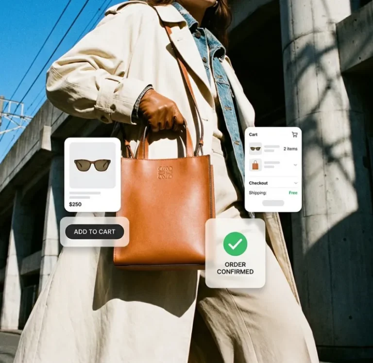 Site e-commerce Shopify — parcours d'achat fluide du panier à la confirmation de commande, boutique mode en ligne